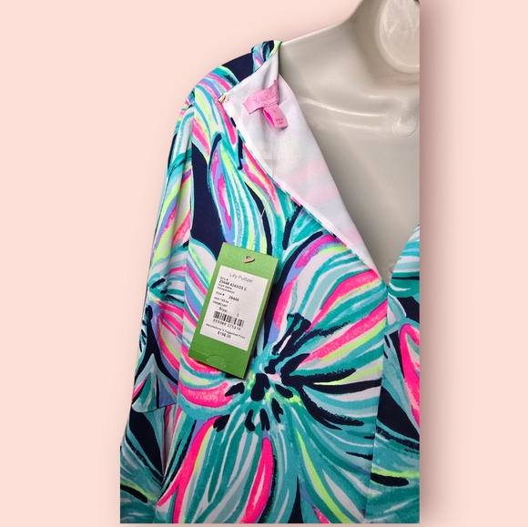 Lilly Pulitzer Rosalia Dress In High Tide NA Dancing Lady Women's 0 Pink/Blue - Picture 3 of 3